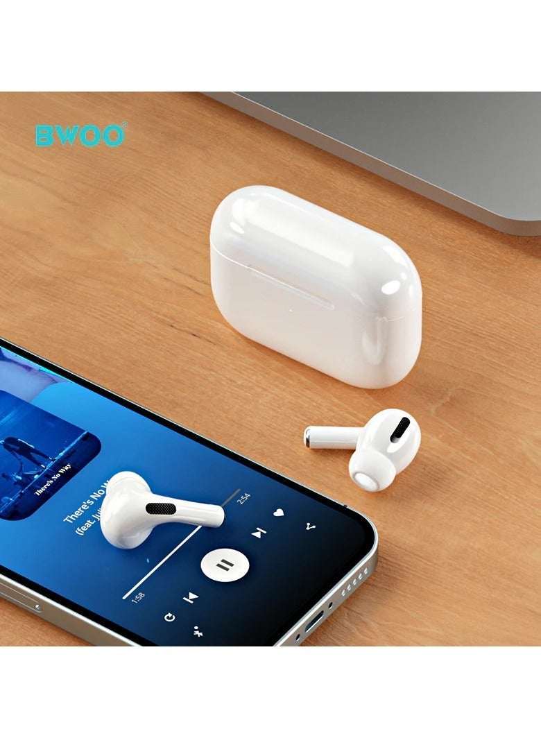 BWOO Anc Noise Reduction Wireless Earphone White - Image 4